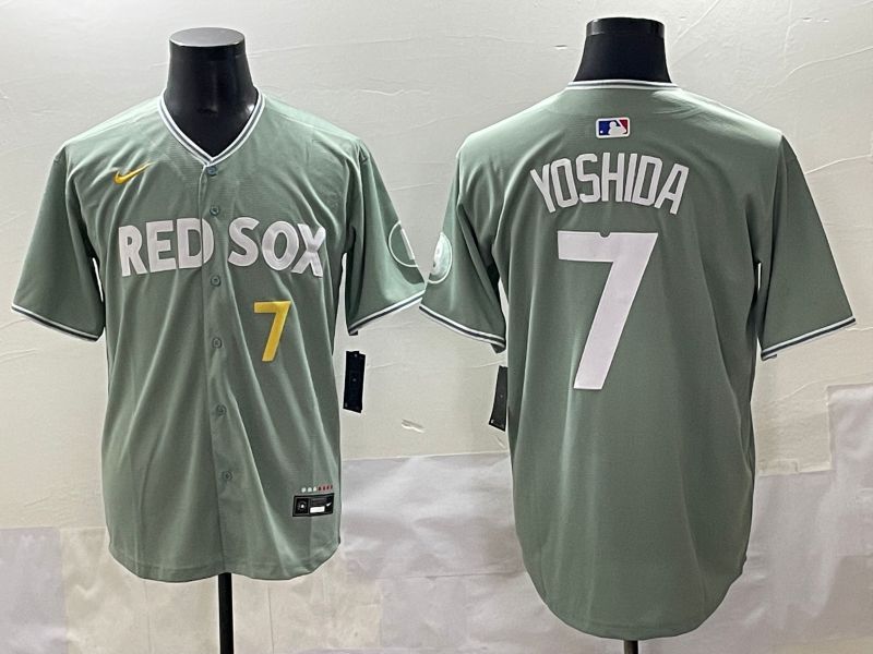 Men 2025 Boston Red Sox #7 Yoshida Light Green Joint Name Nike MLB Jersey style 5